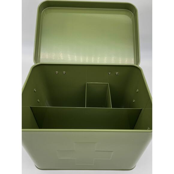 Red Embossed Metal First Aid Kit Medical Box with Compartments Bathroom Storage - Picture 4 of 4